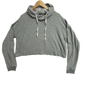 Tee Luv Cropped Hoodie Womens XL Gray Pullover Sweatshirt Boxy Crop‎
